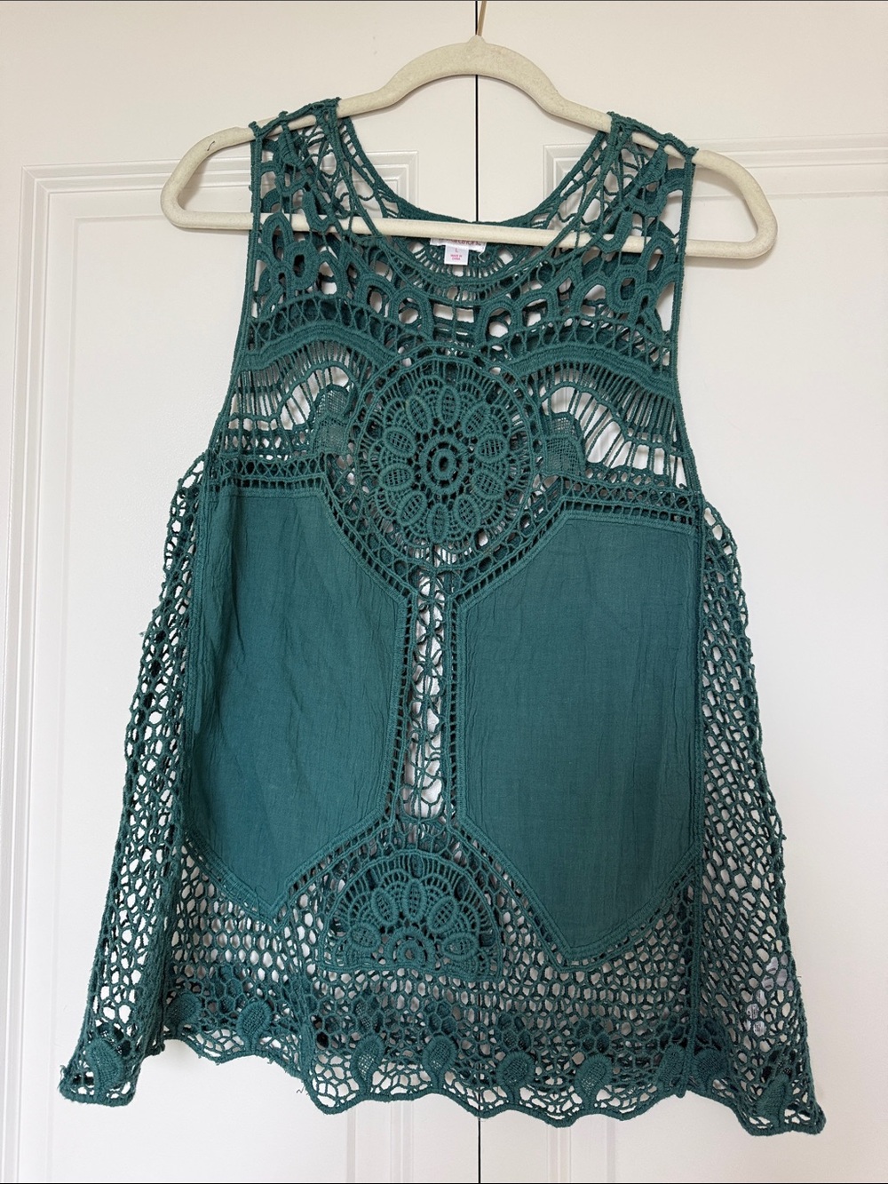 Xhilaration Teal Crochet Lace Cutout Camisole